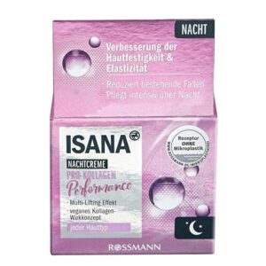 Introducing the Isana Nachtcreme Pro-Kollagen Performance Night Cream 50 ml, a favorite skincare brand known for superior German quality.