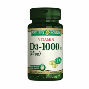 Natures Bounty Vitamin D3-1000 IU Food Supplement 100 Gelatin Caplet