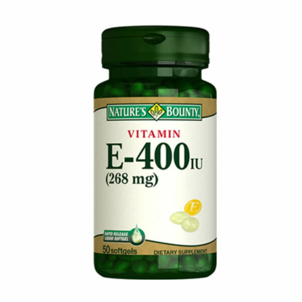 Natures Bounty Vitamin E-400 IU Food Supplement 50 Gelatin Capsules