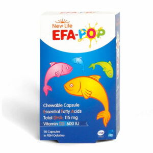 Introducing the New Life EFA-Pop Vitamin D3 600 IU 30 Chewable Capsules, your essential source of Omega-3 fatty acids for overall health and wellness.