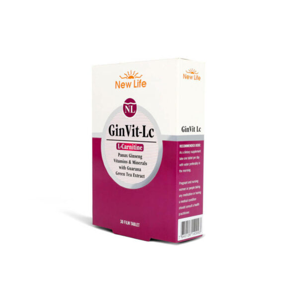 Introducing the New Life GinVit-Lc L-Carnitine 30 Tablets, a powerful addition to your vitamin and health regimen.