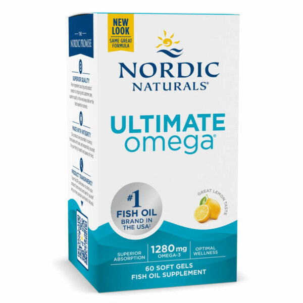 Introducing the Nordic Naturals Ultimate Omega 1280mg 60 Soft Capsules, a powerful supplement for optimal health and well-being.