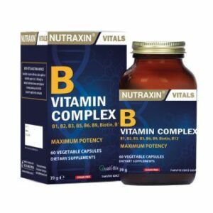 Introducing Nutraxin B Vitamin Complex 60 Capsules, your essential source of B vitamins for overall health and wellness.