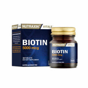 Introducing Nutraxin Biotin 5000 mcg Food Supplement 30 Tablets, your solution for promoting overall health and wellness. Each tablet is packed with 5000 mcg of biotin to support hair, skin, and nail health, as well as energy metabolism and cognitive function.