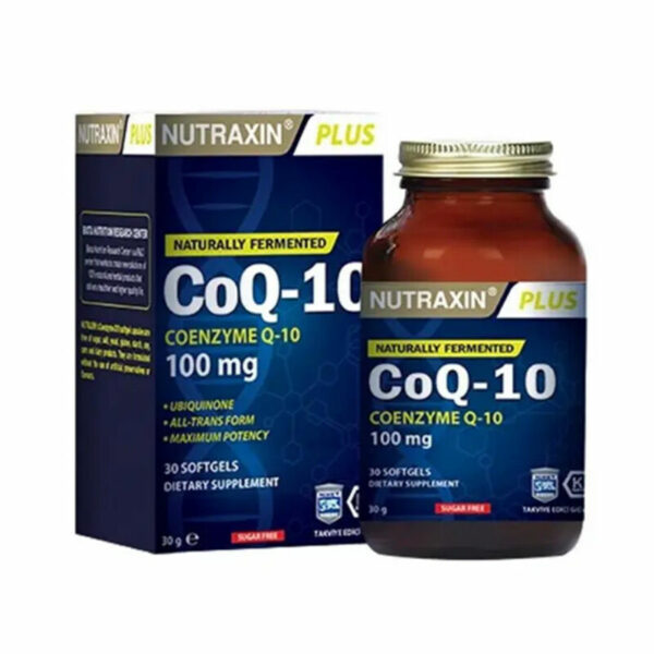 Introducing Nutraxin Coq-10 Coenzyme Q-10 100mg 30 Softgel, a powerful supplement for supporting heart health and energy production.