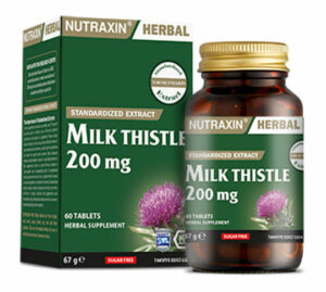 Introducing Nutraxin Herbal Milk Thistle 200mg 60 Tablets, a powerful herbal supplement for promoting liver health and detoxification.