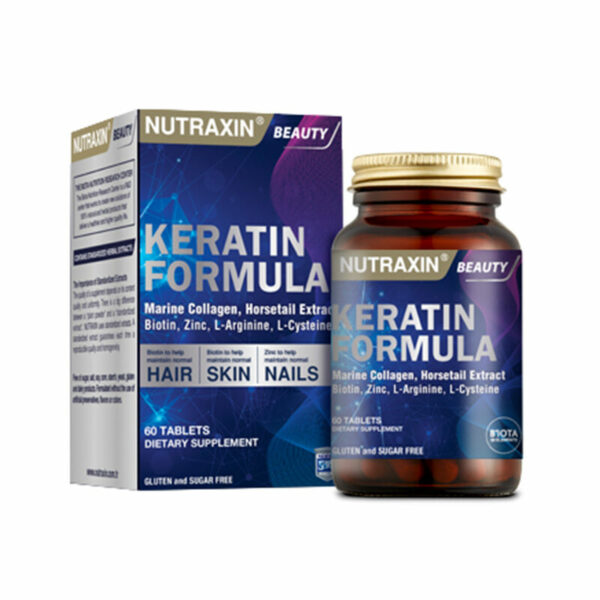 Introducing Nutraxin Keratin Formula 60 Tablets, a powerful supplement designed to support overall hair health and strength.