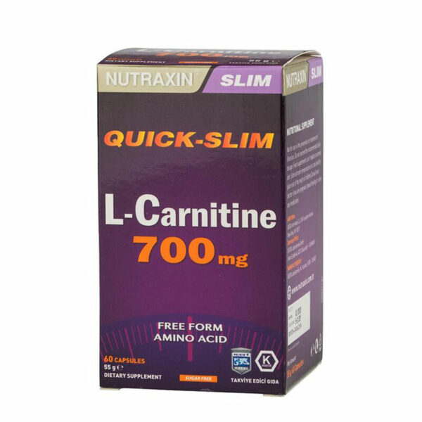 Introducing Nutraxin Quick-Slim L-Carnitine 700 mg 60 Tablets, a powerful supplement for promoting overall health and wellness.