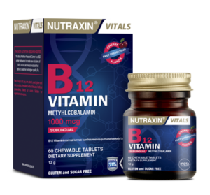 Introducing Nutraxin Vitals B12 Vitamin 1000 mcg 60 Tablets, the essential supplement for boosting your body's B12 levels