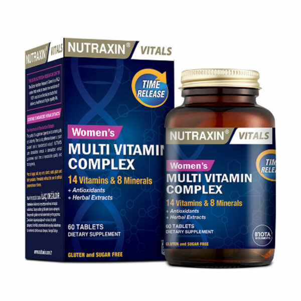 نقدم لكم مكمل متعدد الفيتامينات للنساء من نوتراكسين 60 قرصًا | Nutraxin، وهو حل شامل لدعم صحتك ورفاهيتك بشكل عام. تم تصميم هذه الأقراص المليئة بالفيتامينات والمعادن الأساسية لتوفير طريقة ملائمة لتلبية احتياجاتك الغذائية اليومية.