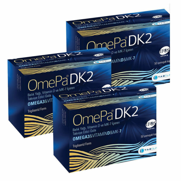 Introducing Omepa DK2 Omega 3 Vitamin D Menaq7 3 x 50 Soft Capsules, a powerful combination of essential nutrients for overall health and wellness.