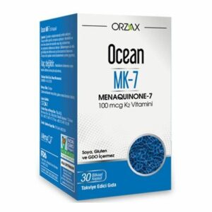 Introducing the Orzax Ocean MK-7 Menaquinone-7 100 mcg Vitamin K2 30 Capsules, your daily source of essential Vitamin K2 for improved heart and bone health.