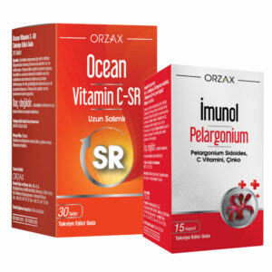 Orzax Ocean Vitamin C-SR 30 Tablets + Imunol Pelargonium 15 Capsules Food Supplement GIFT