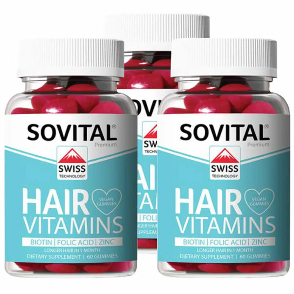 Sovital Hair Vegan Gummy Hair Vitamin 60 Capsules x 3 Pieces