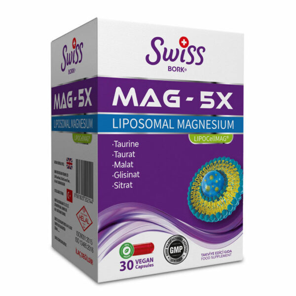 Swiss Bork Mag-5X Liposomal Magnesium Supplement Food 30 Vegan Capsules