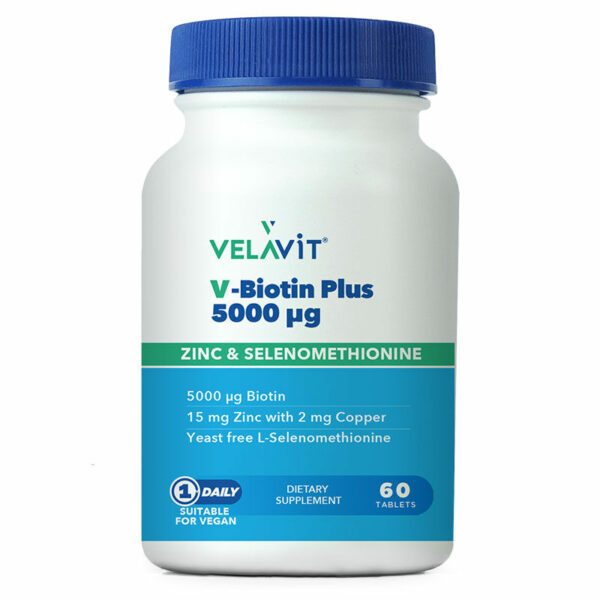 Velavit V-Biotin Plus 5000mcg Food Supplement 60 Tablets