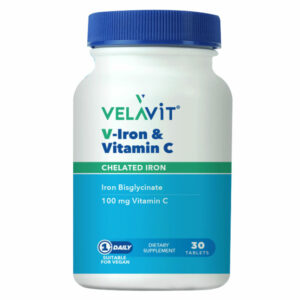 Velavit V-Iron & Food Supplement Containing Vitamin C 30 Tablets