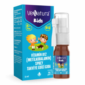 Introducing the VeNatura Kids Methylcobalamin Spray 5 ml, a convenient way to provide essential vitamin B12 for children.