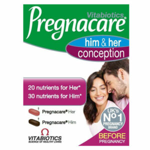 Introducing the Vitabiotics Pregnacare Him & Her Conception 60 Tablet, a comprehensive solution for couples looking to support their nutritional needs during pre-conception.