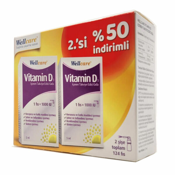 Wellcare Food Supplement Containing Vitamin D3 2 Bottles