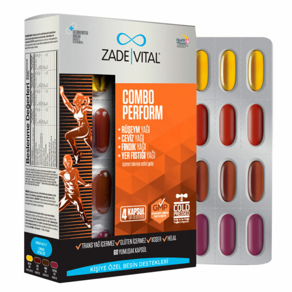 Introducing the Zade Vital Combo Perform 1000 mg 60 Soft Capsules, a powerful supplement for enhancing overall health and performance.