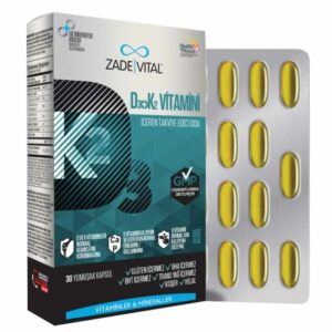 Zade Vital Food Supplement Containing Vitamin D3 + K2 30 Soft Capsules