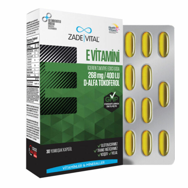 Introducing Zade Vital Vitamin E 30 Capsules, your essential source for maintaining overall health and well-being. 