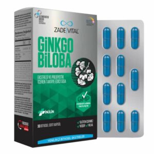 Zade Vital Ginkgo Biloba Extract and Food Supplement Containing Prebiotics 30 Capsules