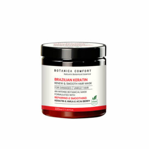 Introducing the Botanica Comfort Brazilian Keratin Renew & Smooth Hair Mask 220 ml, your ultimate solution for achieving smooth hair.