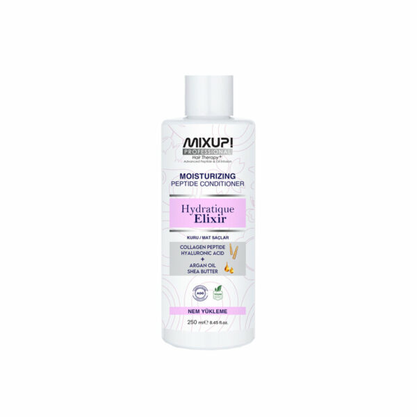 Introducing the Mixup Moisturizing Peptide Conditioner Hydratique Elixir 250 ml, a hydrating solution for nourishing and strengthening your hair.