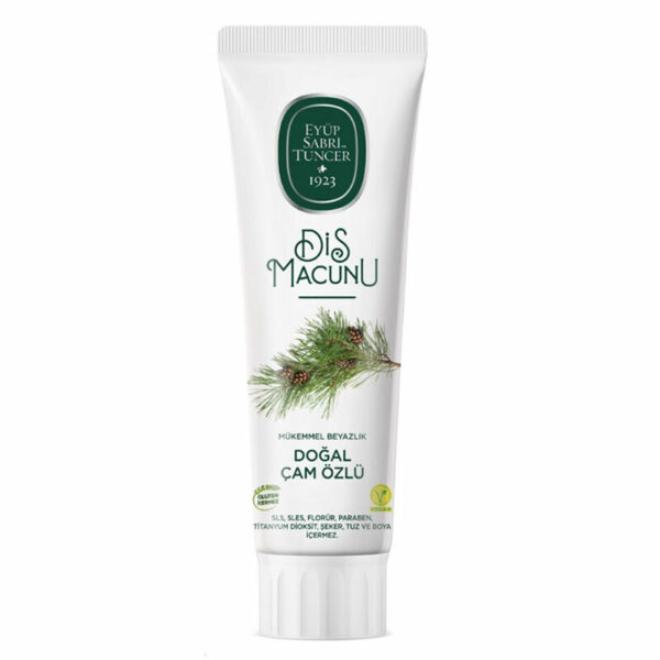 Introducing the Eyüp Sabri Tuncer Natural Pine Extract Toothpaste 90 ml, a natural and refreshing toothpaste option for your daily oral care routine.