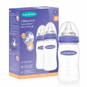 Lansinoh Feeding Bottle and NaturalWave Bottle Nipple 2x240 ml