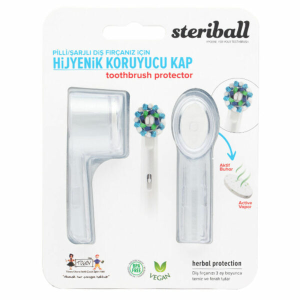 Steriball Hygienic Toothbrush Container for Battery or Rechargeable Toothbrushes - Transparent