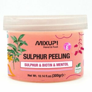 Introducing the Mixup Hand and Foot Sulphur Peeling With Biotin & Mentol 300 g, a powerful solution for exfoliating and renewing your skin.