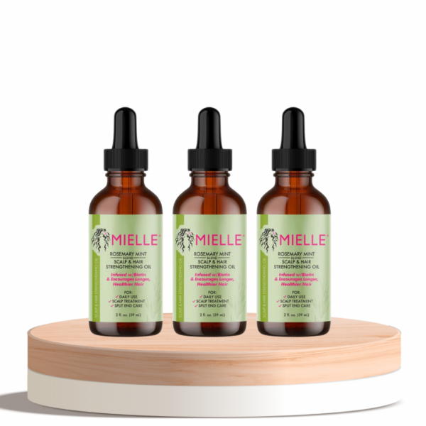 Introducing Mielle Organics Rosemary Mint Scalp & Hair Strengthening Oil 3 X 59 ml, your essential hair care solution for nourishment and revitalization.